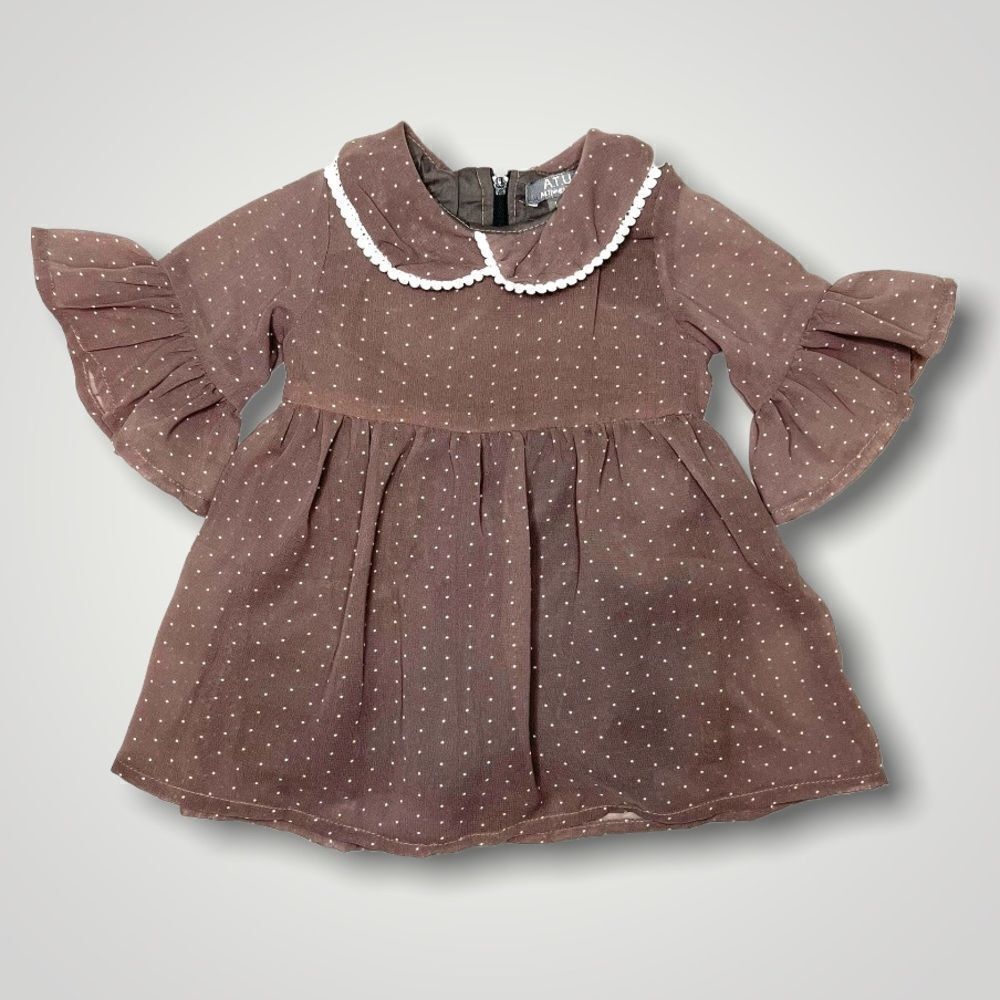 A.T.U.N. Baby Girl Purple Polka Dot Dress Size 1-2Y